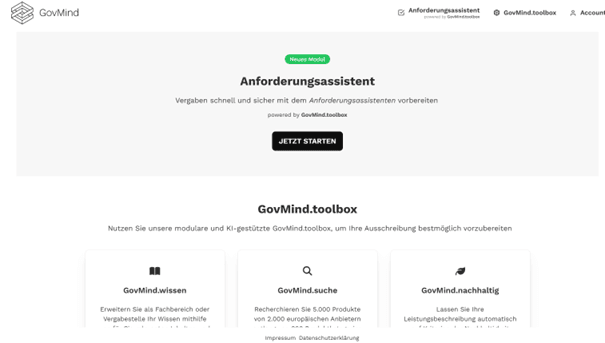 Bild 1: Willkommen bei GovMind